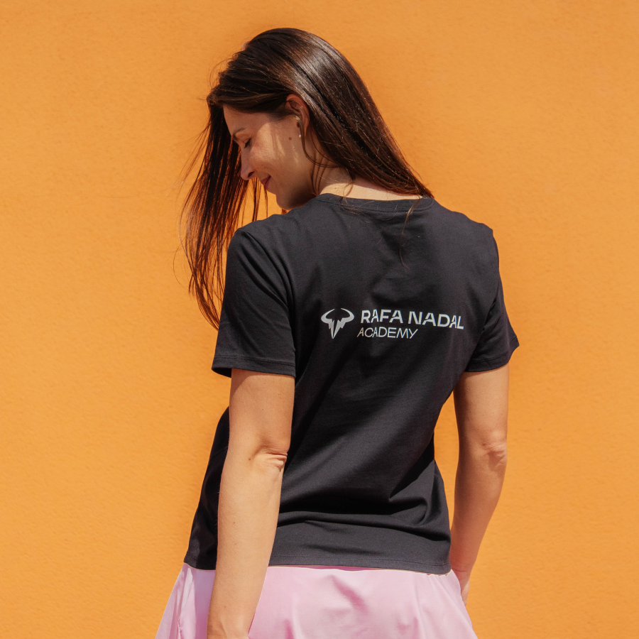 Rafa Nadal Academy Camiseta Negra Mujer