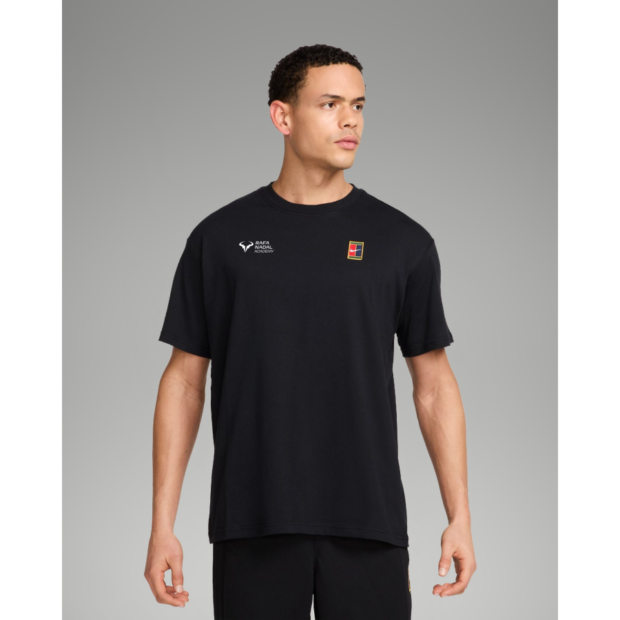 Rafa Nadal Academy Men's Black T-Shirt NikeCourt -Born to Compete-