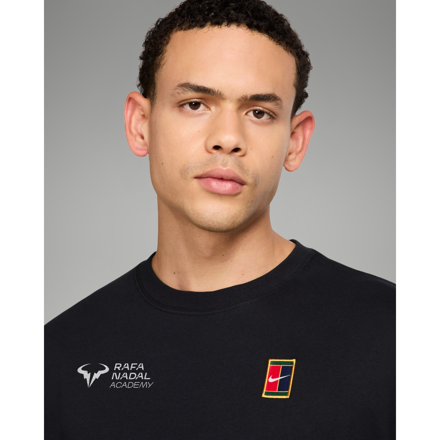 Rafa Nadal Academy Men's Black T-Shirt NikeCourt -Born to Compete-